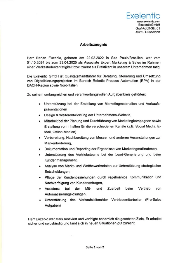 Preview of Exelentic employment reference